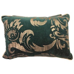 Pair of Stenciled Green Velvet Pillows by Nomi