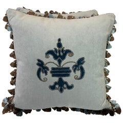 Pair of Velvet Pillows w/ Velvet Embroidered Emblems