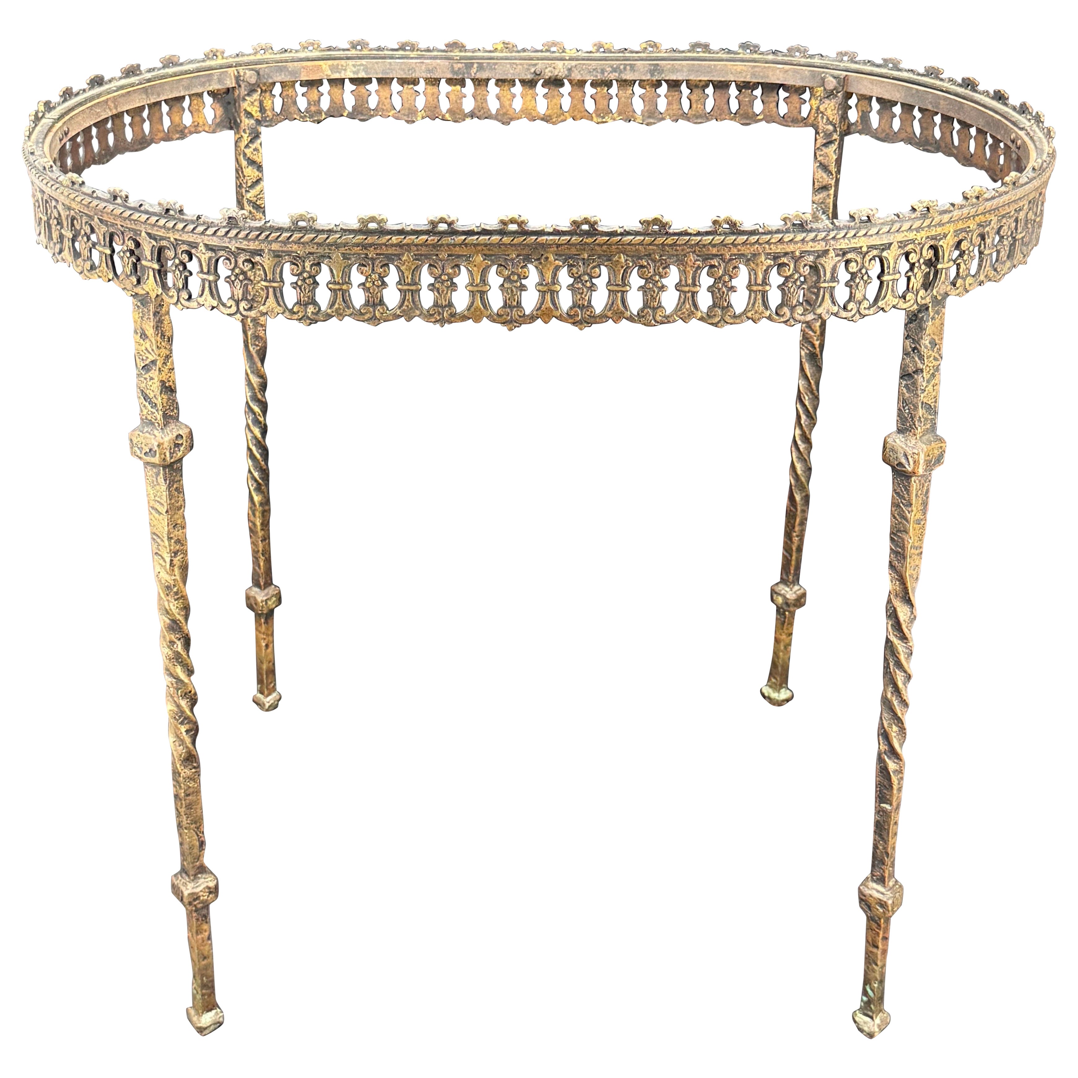 Vintage Antique Bronze Oval Side Table Base Oscar Bach Style
