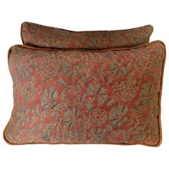 Pair of Terra Cotta Fortuny Textile Pillows