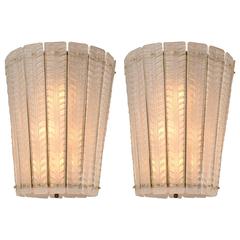 Pair of Murano Blown White Tapered Lanterns 2