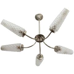Cut-Glass and Chrome Five-Arm Chandelier, USA, 1970 9