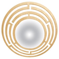 Nemesi Konvexer Wandspiegel mit Rahmen aus rohem Blattgold von Matlight Milano