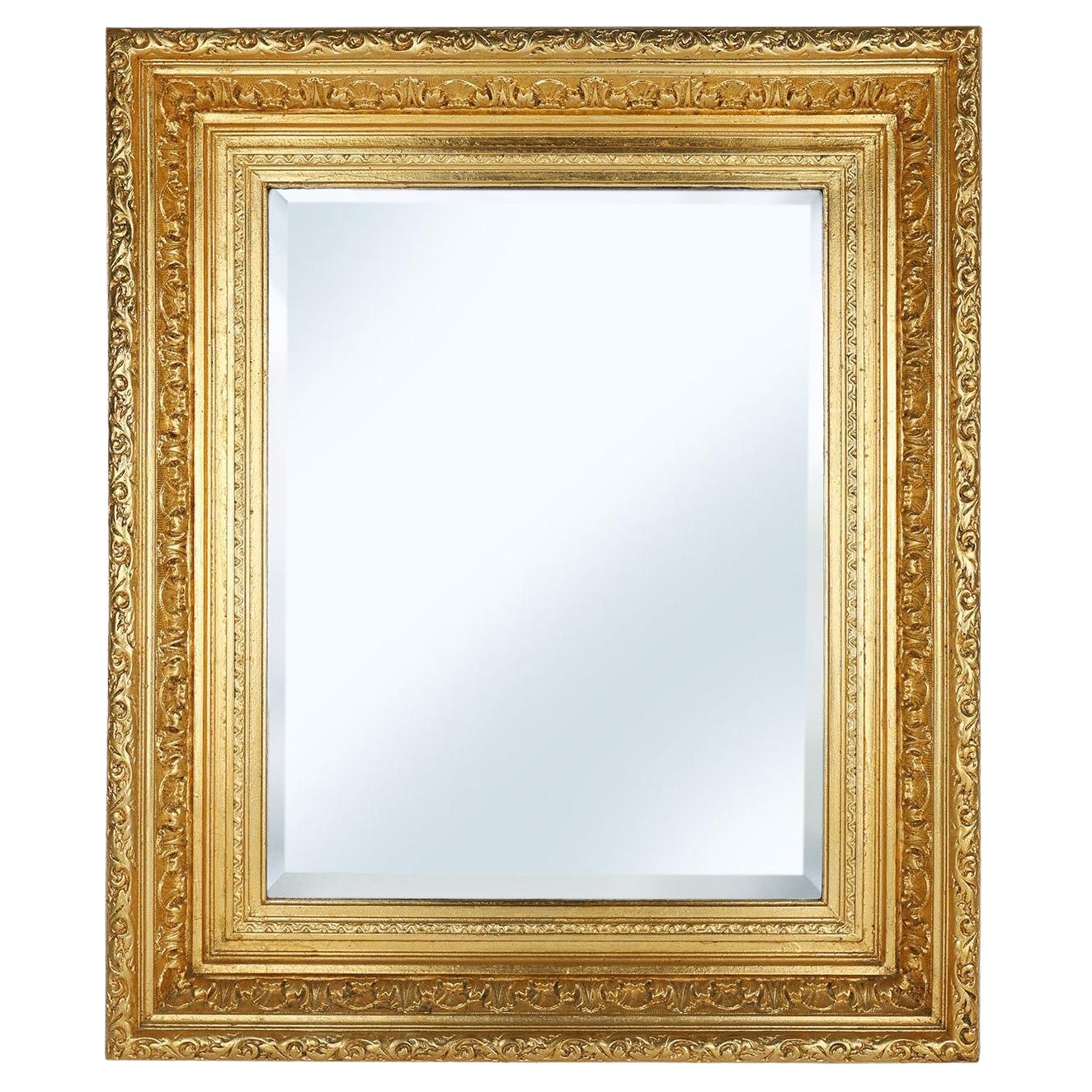 Baroque gilt facet cut wall mirror in wood, France 1850