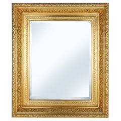 Espejo de pared barroco dorado tallado en madera, Francia 1850