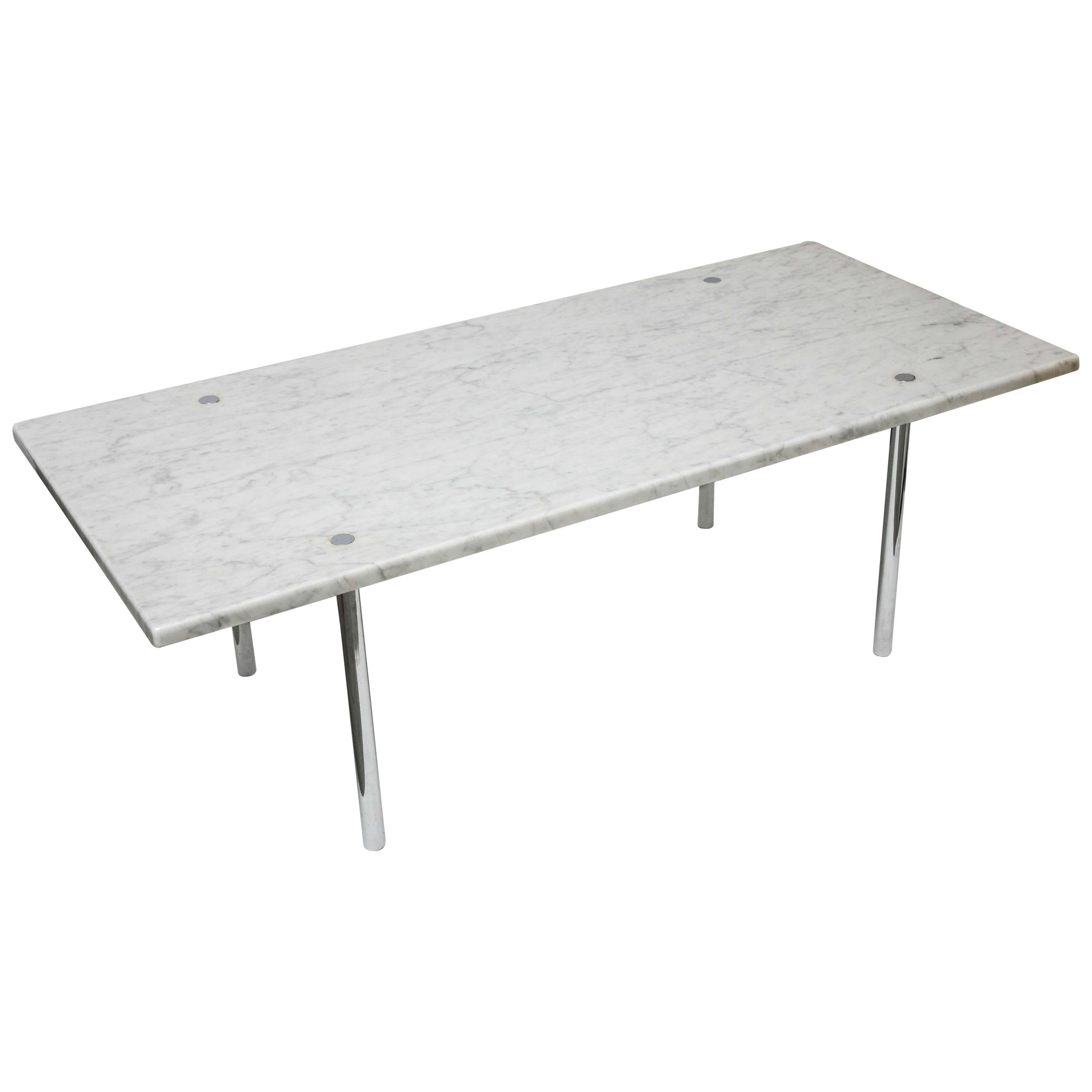 Estelle 
Erwine Laverne Marble / Chrome International Style Modern Coffee Table For Sale