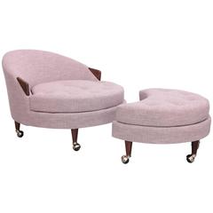 New Upholstered Adrian Pearsall Havana Lounge Chair and Ottoman