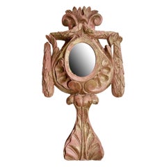 Espejo de Custodia de Madera Pintada del Siglo XVIII
