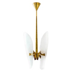 Lustre Max Ingrand du 20ème siècle en laiton et cristal pour Fontana Arte, années 1960
