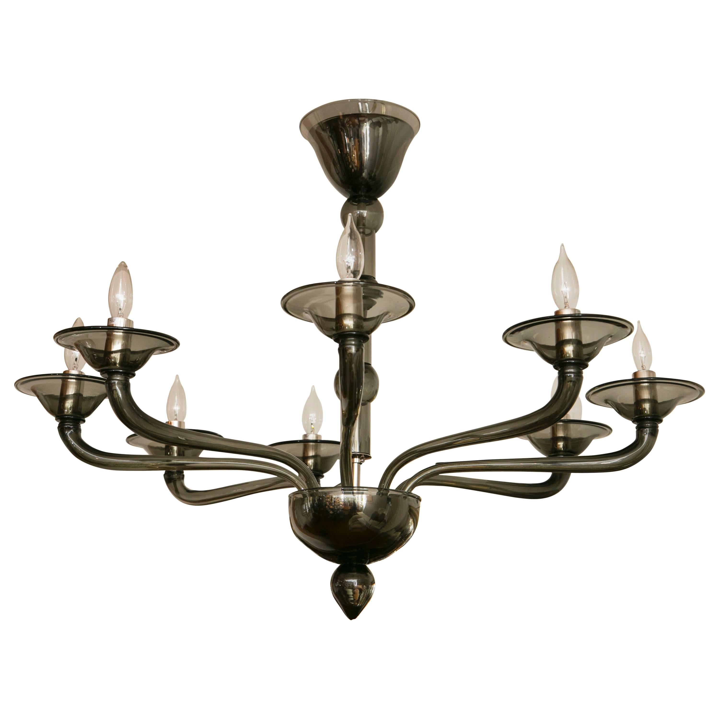 Minimalistic Custom Venetian Uplight Chandelier In Grey