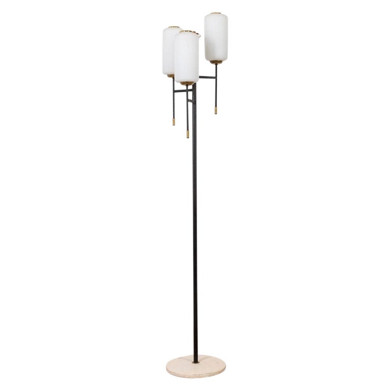 Vintage 1950s metal and glass floor lamp Italian design