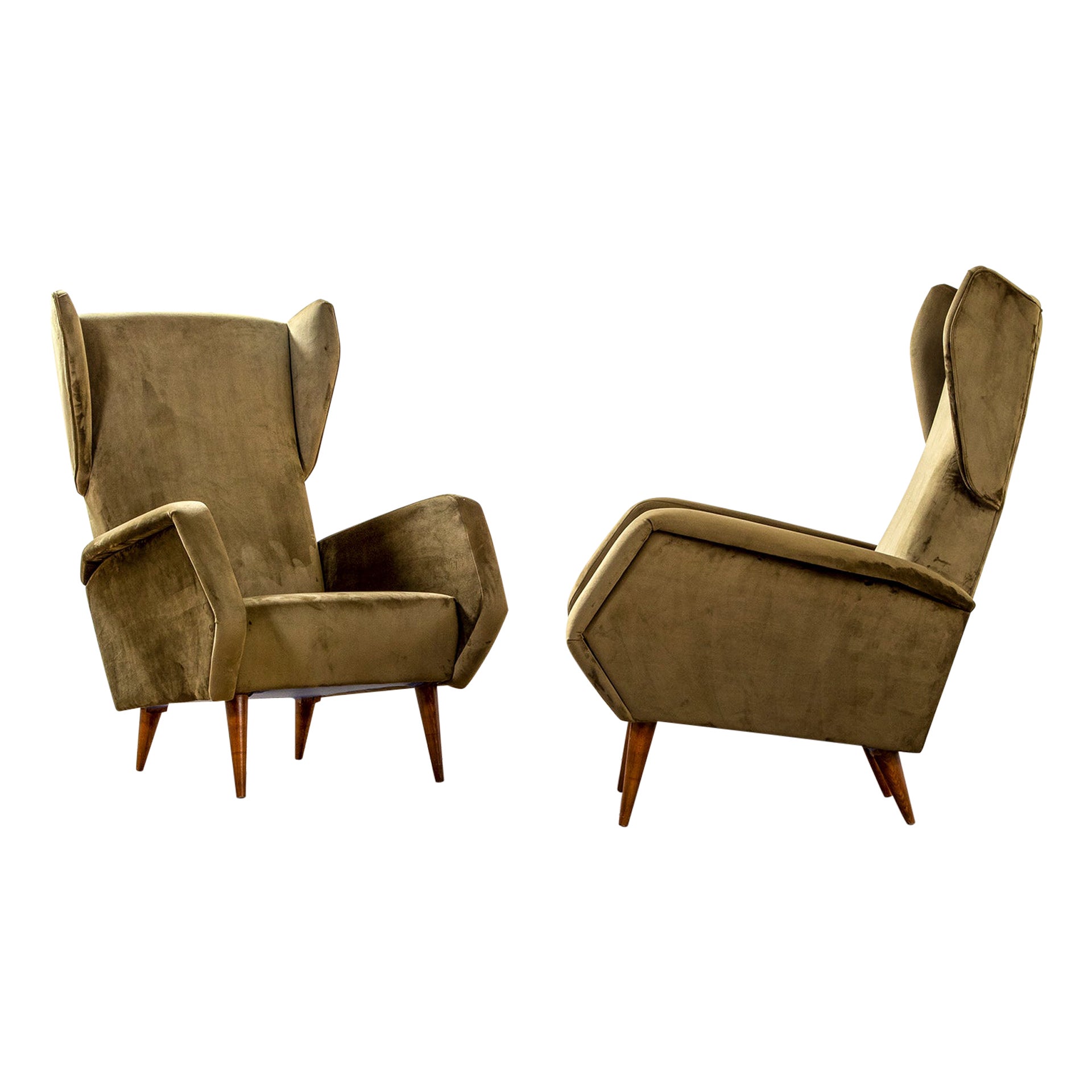20th Century Gio Ponti Cassina Pair of Armchairs for Hotel Royal in Naples '50s For Sale