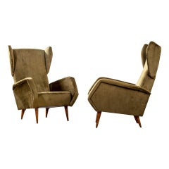 Paar Gio Ponti Cassina-Sessel des 20. Jahrhunderts für das Hotel Royal in Neapel, 50er Jahre