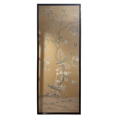 Hand Painted Silk Panel Mounted, Could be used as a door