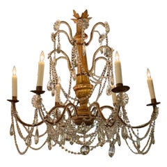 19th Century GIltwood and Crystal Chandelier from Genoa
