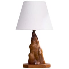 American Craft, Table Lamp, Wood, Brass, USA, 1960s