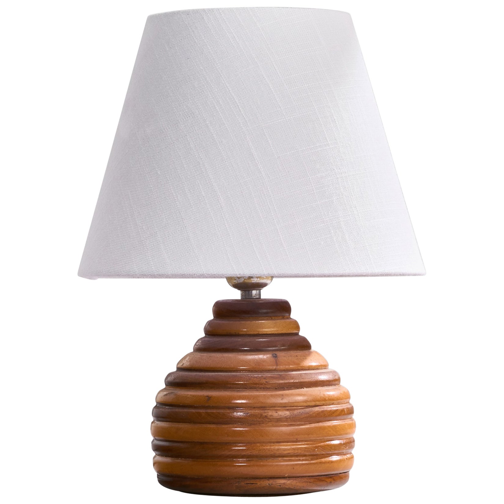 Amerikanische Designerin, Tischlampe, Holz, Messing, USA, 1960er Jahre