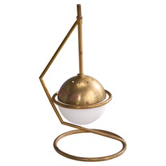 Italian Designer, Table Lamp, Brass, Glass, Italy, 1960s