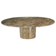 Tavolo da pranzo in marmo rosa e grigio attribuito a Roche Bobois, anni '80 circa