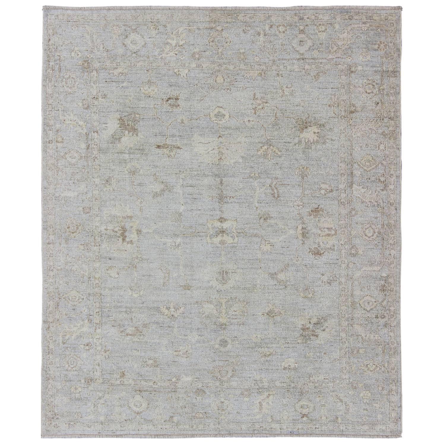 Angora Turkish Oushak Rug in Colorful Palette For Sale at 1stDibs