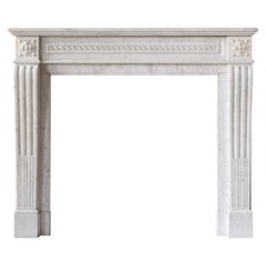 Antique Louis XVI Carrara Marble Fireplace
