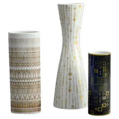Three Porcelain Vases for Rosenthal with Gold Geometric Patterns