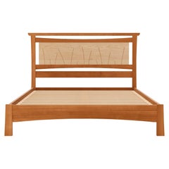 Marco de Cama Estilo Costero Tamaño Completo - Madera Maciza Hecha a Mano con Cabecero de Lamas