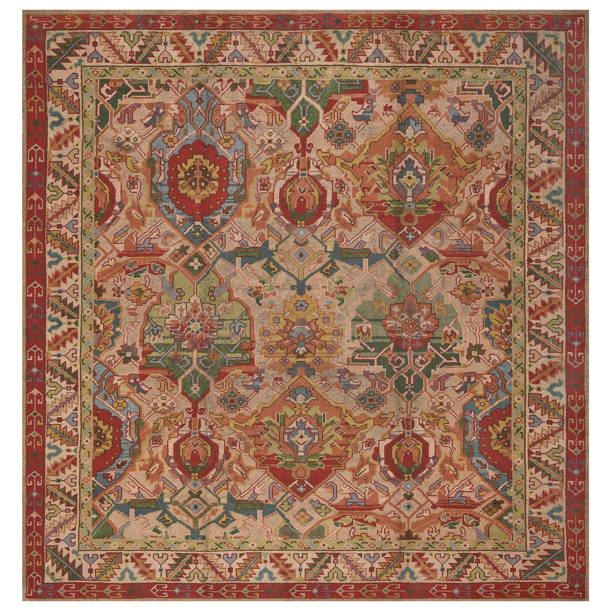 Vintage Circa-1900 Handwoven Pink Wool Irish Donegal Rug For Sale