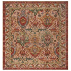 Antique Circa-1900 Handwoven Pink Wool Irish Donegal Rug