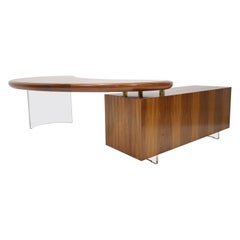 Vladimir Kagan Kidney Desk with Credenza in Tawi Wood