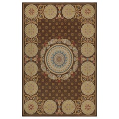 Oversized Antique French Aubusson Rug with Floral Medallion - Rug & Kilim