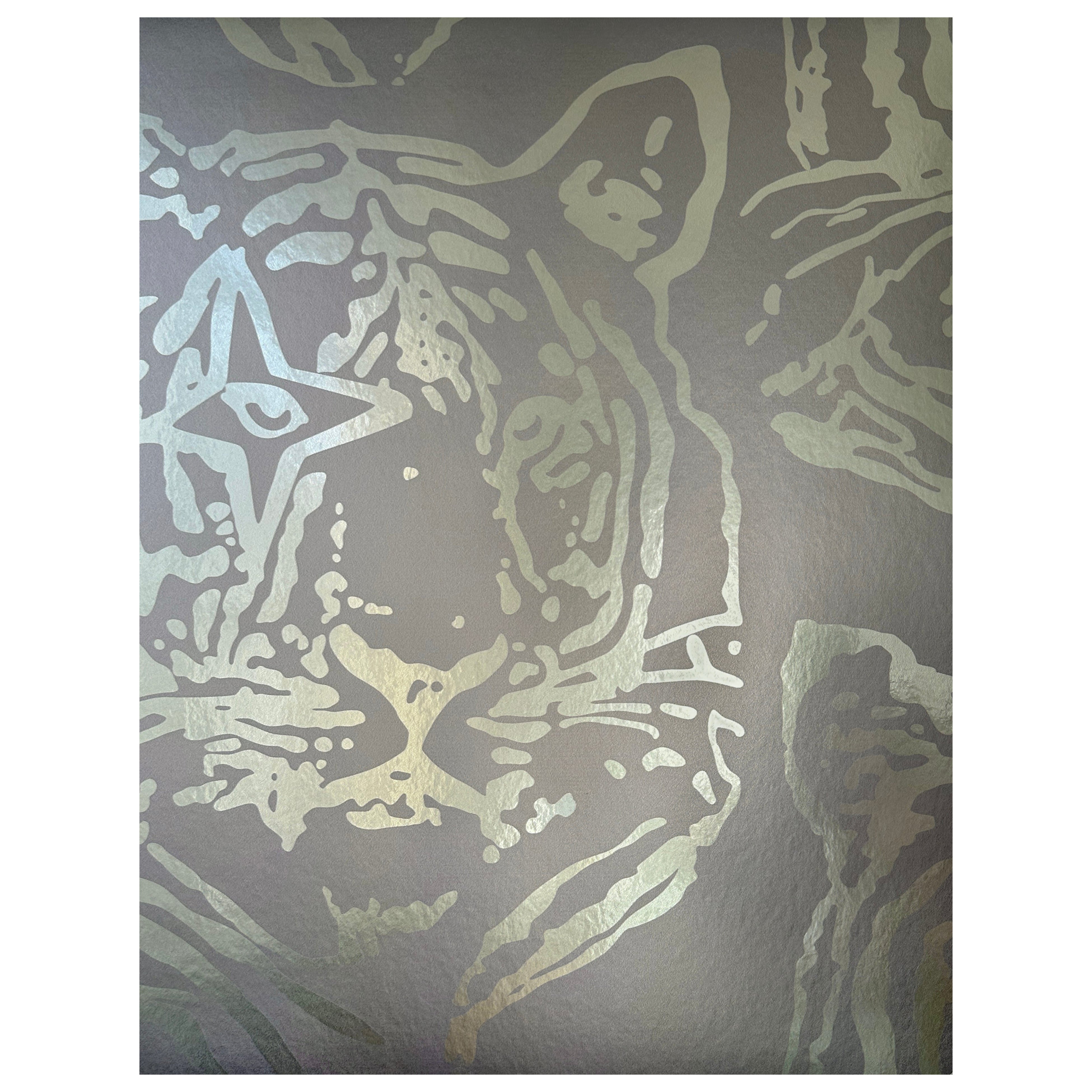 Star Tiger Metallic Type II Wallpaper in Pewter (SAMPLE)