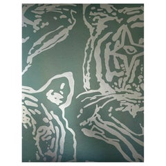 Star Tiger Metallic Type II Wallpaper in Vert (SAMPLE)