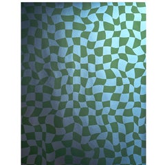 Warped Check Metallic Type II Wallpaper in Lawn (SAMPLE)