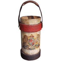 British Royal Navy Leather Shot Bucket, Circa 1820