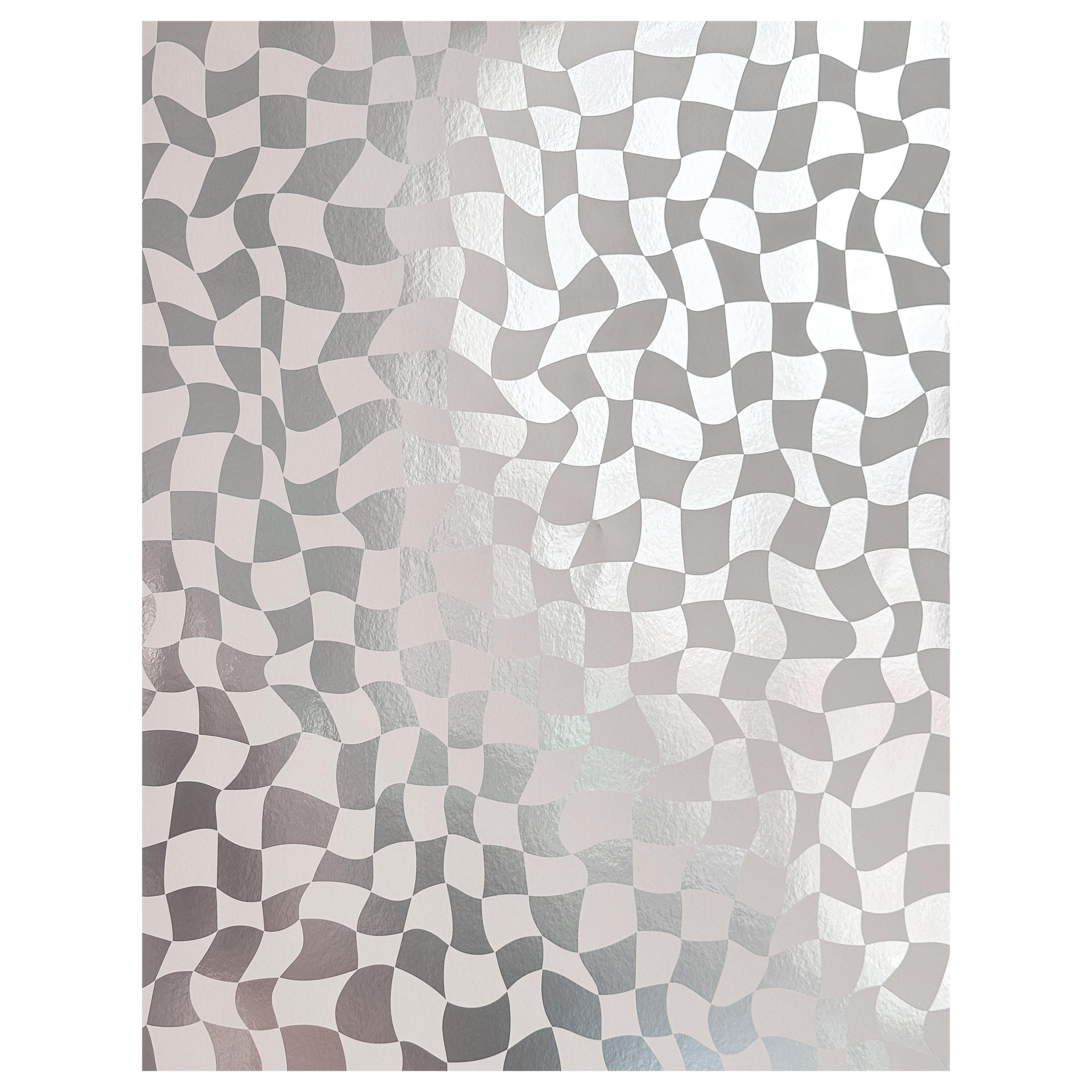 Warped Check Metallic Typ II Wandteppich in Perle (SAMPLE)
