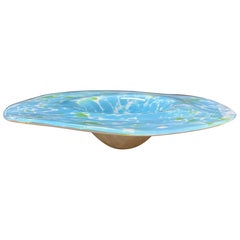 Coupe à centre de table Murano turquoise et verte des années 1970
