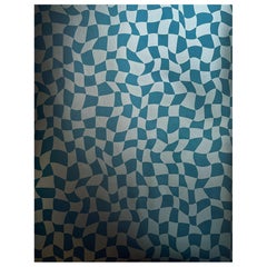 Warped Check Metallic Type II Wallpaper in Tidal (SAMPLE)