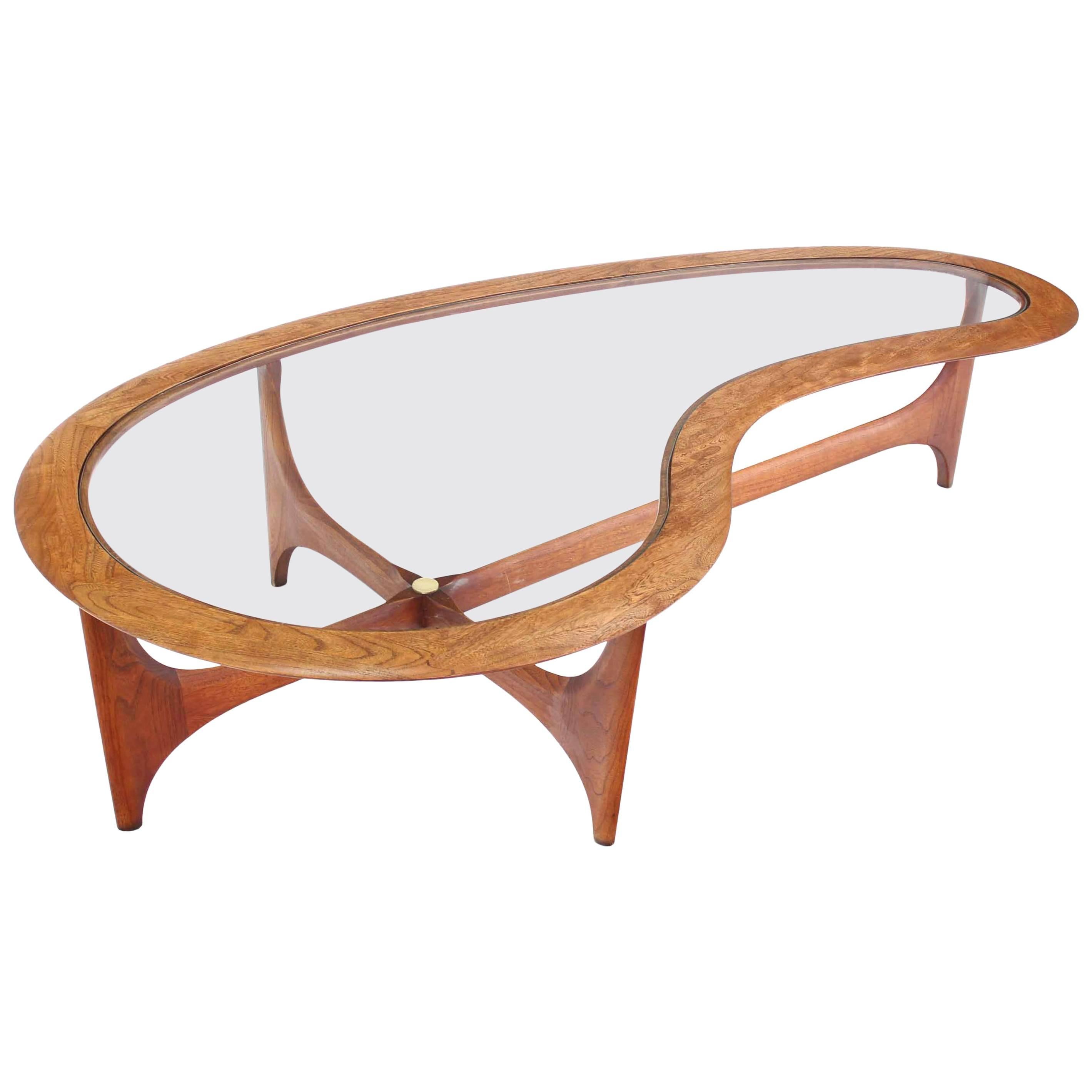 Large Danish Mid-Century Modern Biomorphic Kidney Shape Coffee Table