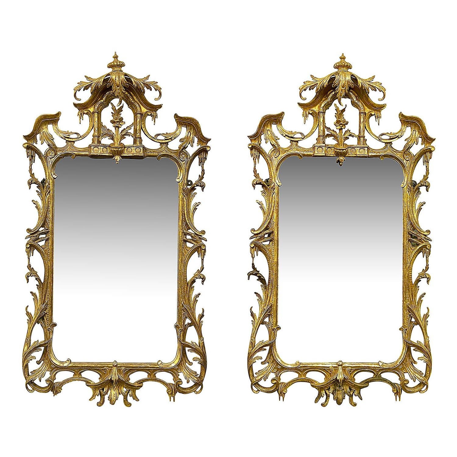 Paire de miroirs muraux chinois de style Chippendale, 19e siècle en vente