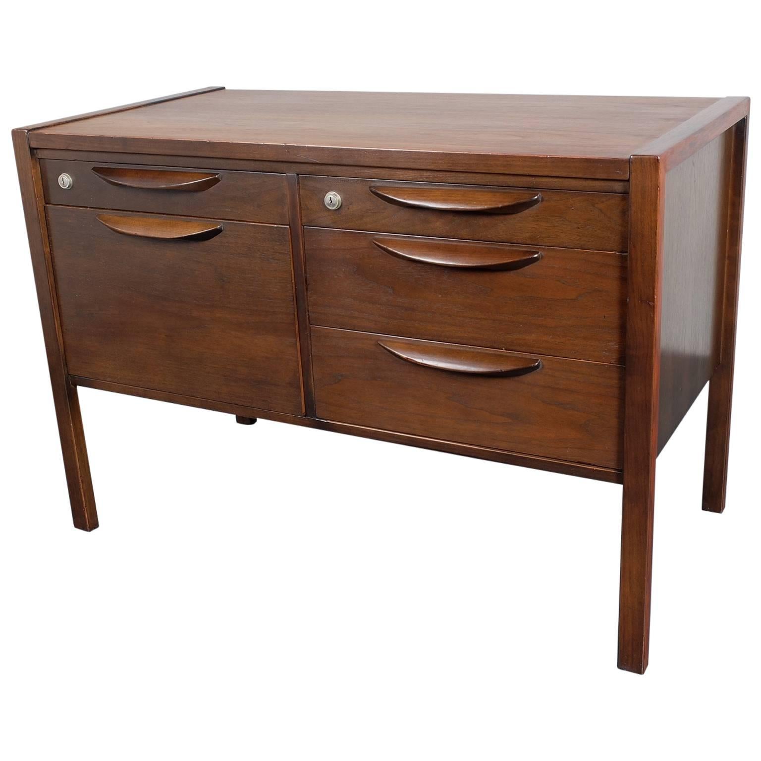 1960's Jens Risom Walnut Credenza For Sale