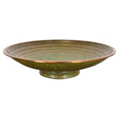 Carl Sorensen Art Deco Verdigris Bronze Footed Centerpiece Bowl or Fruit Bowl