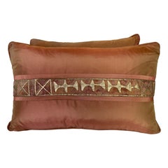 Pair of Silk Pillows w/ Fortuny Band