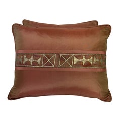 Vintage Pair of Petite Rust Fortuny Pillows