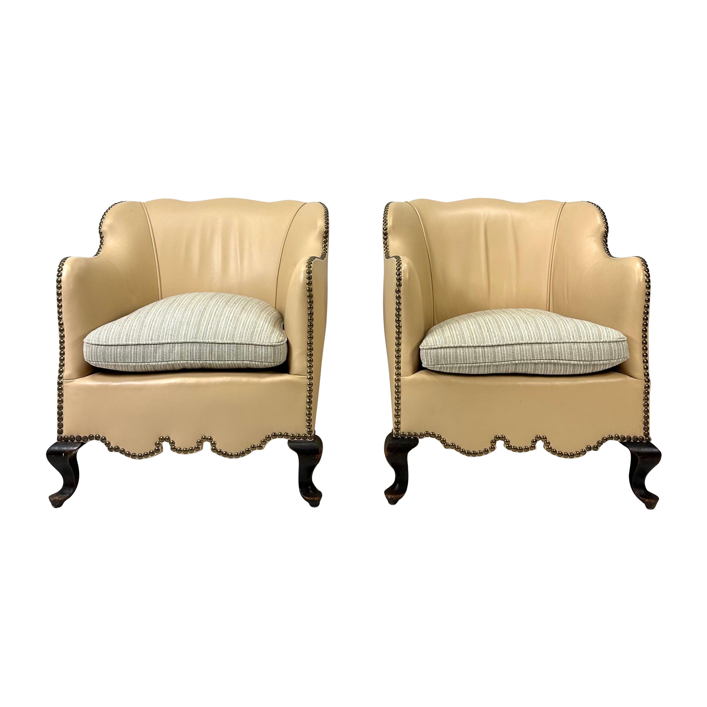 Pair of Early 20th Century Danish Leather Chairs