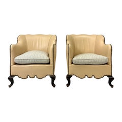 Paire de chaises en cuir danoises du début du 20e siècle