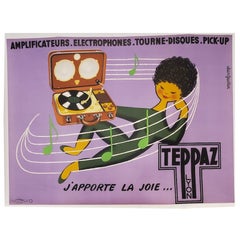 Poster originale d'epoca Teppaz AmplifIcateurs Electrophones, Alain Gauthier 1960