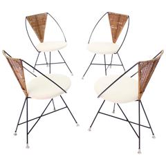 Vintage Set of 4 Four Mid-Century Modern 'X' Base Dining Chairs