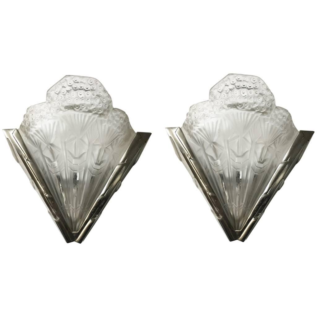 Pair of French Art Deco Sconces  For Sale