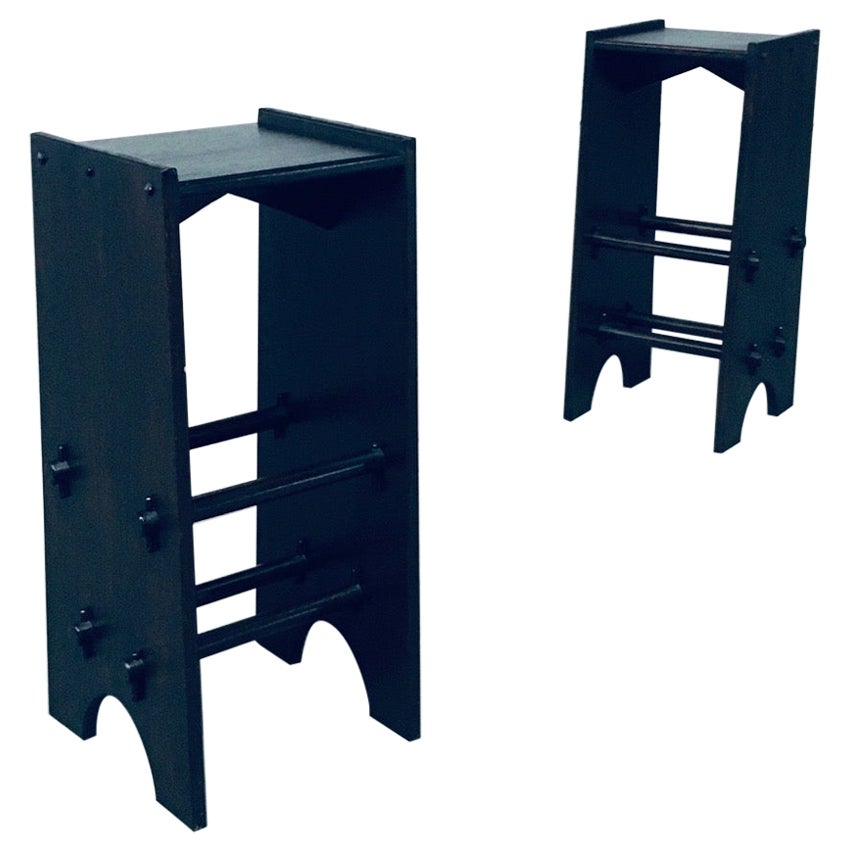 Arts & Crafts Design Handmade Bar Stool Set, 1920's France